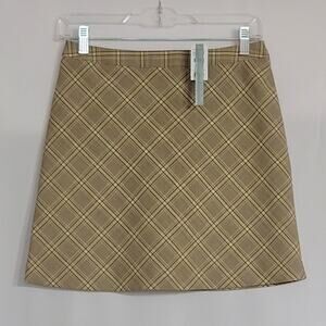 The Limited Stretch Brown Tan Plaid Y2K Schoolgirl Mini Skirt Womens Size: 2 NWT